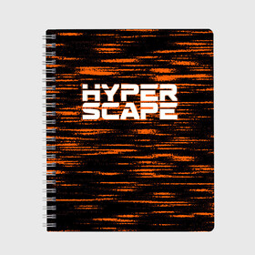 Тетрадь с принтом Hyper Scape в Новосибирске, 100% бумага | 48 листов, плотность листов — 60 г/м2, плотность картонной обложки — 250 г/м2. Листы скреплены сбоку удобной пружинной спиралью. Уголки страниц и обложки скругленные. Цвет линий — светло-серый
 | esport | games | hyper scape | twitch | игроки | игролюбители | игроманы | игры | киберспорт | королевская битва | корона | твич | хупер скайп | хупер скайпе