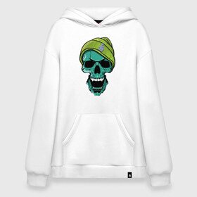 Худи SuperOversize хлопок с принтом Skull в Новосибирске, 70% хлопок, 30% полиэстер, мягкий начес внутри | карман-кенгуру, эластичная резинка на манжетах и по нижней кромке, двухслойный капюшон
 | fangs | jaw | skull | teeth | зубы | клыки | пасть | череп