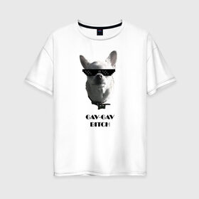 Женская футболка хлопок Oversize с принтом cool dog в Новосибирске, 100% хлопок | свободный крой, круглый ворот, спущенный рукав, длина до линии бедер
 | chihuahua | cool | dog | fun | funny dog | puppy | small dog | маленький пес | прикол | смешной принт | чихуахуа
