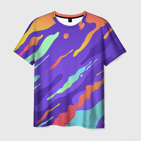 Мужская футболка 3D с принтом СЛАЙМ l SLIME в Новосибирске, 100% полиэфир | прямой крой, круглый вырез горловины, длина до линии бедер | dye | slime | tie | tie dye | trend | дай | краски | красочная | потёки | радужная | слайм | слаймы | тай | тайдай | текстура | тренд