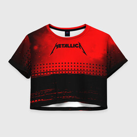 Женская футболка Crop-top 3D с принтом METALLICA / МЕТАЛЛИКА в Новосибирске, 100% полиэстер | круглая горловина, длина футболки до линии талии, рукава с отворотами | hetfield | james | logo | metal | metalica | metallica | music | rock | star | джеймс | звезда | знак | ларс | лого | логотип | логотипы | метал | металика | металлика | музыка | рок | символ | символы | ульрих | хэтфилд