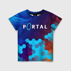 Детская футболка 3D с принтом PORTAL / ПОРТАЛ в Новосибирске, 100% гипоаллергенный полиэфир | прямой крой, круглый вырез горловины, длина до линии бедер, чуть спущенное плечо, ткань немного тянется | game | games | half | half life | halflife | life | logo | portal | portal 2 | portal2 | valve | игра | игры | лайф | лого | логотип | логотипы | портал | портал 2 | портал2 | символ | символы | халф | халф лайф | халфлайф