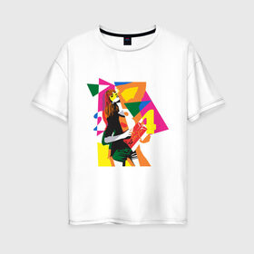 Женская футболка хлопок Oversize с принтом Pop art 100-11 в Новосибирске, 100% хлопок | свободный крой, круглый ворот, спущенный рукав, длина до линии бедер
 | pin up | искусство | поп культура | популярное | ретро