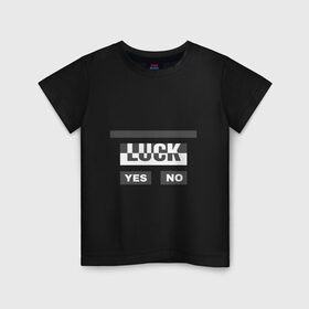 Детская футболка хлопок с принтом Luck в Новосибирске, 100% хлопок | круглый вырез горловины, полуприлегающий силуэт, длина до линии бедер | белый | геометрия | да | квадраты | нет | серый | слова | счастливчик | удача