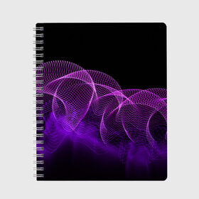 Тетрадь с принтом Kondeer в Новосибирске, 100% бумага | 48 листов, плотность листов — 60 г/м2, плотность картонной обложки — 250 г/м2. Листы скреплены сбоку удобной пружинной спиралью. Уголки страниц и обложки скругленные. Цвет линий — светло-серый
 | abstraction | dark | lines | purple | spots | абстракция | линии | пятна | темный | фиолетовый