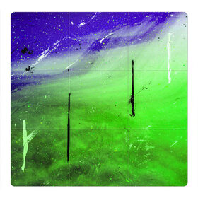 Магнитный плакат 3Х3 с принтом GreenFer в Новосибирске, Полимерный материал с магнитным слоем | 9 деталей размером 9*9 см | Тематика изображения на принте: abstraction | art | blue | green | paint | stains | абстракция | арт | зелёный | краска | разводы | синий