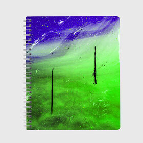 Тетрадь с принтом GreenFer в Новосибирске, 100% бумага | 48 листов, плотность листов — 60 г/м2, плотность картонной обложки — 250 г/м2. Листы скреплены сбоку удобной пружинной спиралью. Уголки страниц и обложки скругленные. Цвет линий — светло-серый
 | Тематика изображения на принте: abstraction | art | blue | green | paint | stains | абстракция | арт | зелёный | краска | разводы | синий