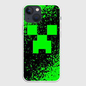 Чехол для iPhone 13 mini с принтом MINECRAFT в Новосибирске,  |  | creeper | game | minecraft | блоки | игра | квадраты | компьютерная | крипер | криппер | майнкрафт | огонь