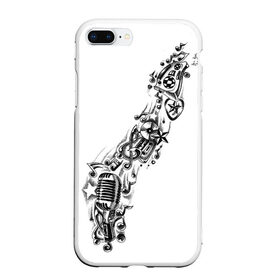 Чехол для iPhone 7Plus/8 Plus матовый с принтом музыка в Новосибирске, Силикон | Область печати: задняя сторона чехла, без боковых панелей | андер | бит | диск | мелодия | микро | микрофон | музыка | рэп | тату | футболка | хип хоп