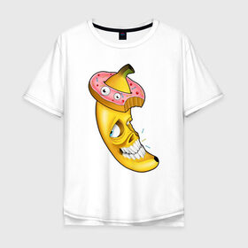 Мужская футболка хлопок Oversize с принтом Сумасшедший банан в Новосибирске, 100% хлопок | свободный крой, круглый ворот, “спинка” длиннее передней части | 