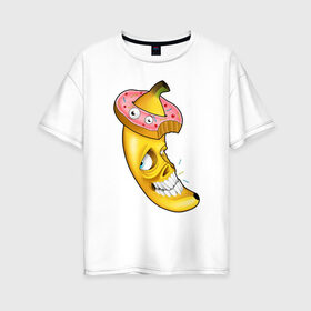 Женская футболка хлопок Oversize с принтом Сумасшедший банан в Новосибирске, 100% хлопок | свободный крой, круглый ворот, спущенный рукав, длина до линии бедер
 | 