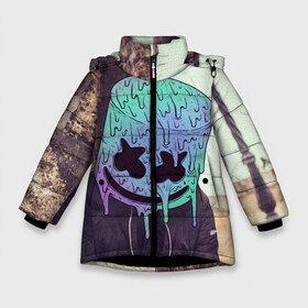 Зимняя куртка для девочек 3D с принтом MARSHMELLO в Новосибирске, ткань верха — 100% полиэстер; подклад — 100% полиэстер, утеплитель — 100% полиэстер. | длина ниже бедра, удлиненная спинка, воротник стойка и отстегивающийся капюшон. Есть боковые карманы с листочкой на кнопках, утяжки по низу изделия и внутренний карман на молнии. 

Предусмотрены светоотражающий принт на спинке, радужный светоотражающий элемент на пуллере молнии и на резинке для утяжки. | fortnite | marshmallo | marshmallow | marshmello | marshmellow | маршмелло | маршмеллоу | фортнайт | фортнайт розы