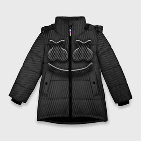 Зимняя куртка для девочек 3D с принтом MARSHMELLO в Новосибирске, ткань верха — 100% полиэстер; подклад — 100% полиэстер, утеплитель — 100% полиэстер. | длина ниже бедра, удлиненная спинка, воротник стойка и отстегивающийся капюшон. Есть боковые карманы с листочкой на кнопках, утяжки по низу изделия и внутренний карман на молнии. 

Предусмотрены светоотражающий принт на спинке, радужный светоотражающий элемент на пуллере молнии и на резинке для утяжки. | Тематика изображения на принте: fortnite | marshmallo | marshmallow | marshmello | marshmellow | маршмелло | маршмеллоу | розы | фортнайт