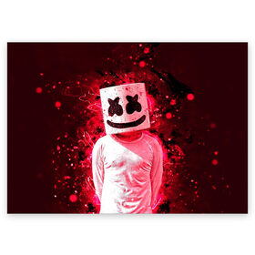 Поздравительная открытка с принтом MARSHMELLO в Новосибирске, 100% бумага | плотность бумаги 280 г/м2, матовая, на обратной стороне линовка и место для марки
 | fortnite | marshmallo | marshmallow | marshmello | marshmellow | маршмелло | маршмеллоу | розы | фортнайт