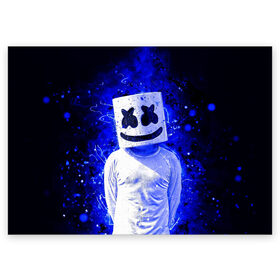 Поздравительная открытка с принтом MARSHMELLO в Новосибирске, 100% бумага | плотность бумаги 280 г/м2, матовая, на обратной стороне линовка и место для марки
 | fortnite | marshmallo | marshmallow | marshmello | marshmellow | маршмелло | маршмеллоу | розы | фортнайт