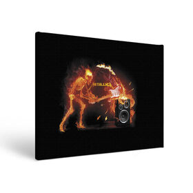 Холст прямоугольный с принтом Metallica в Новосибирске, 100% ПВХ |  | fire | flame | guitar | metallica | music | rock | skeleton | skull | trashmetal | гитара | металлика | музыка | огонь | пламя | рок | скелет | череп