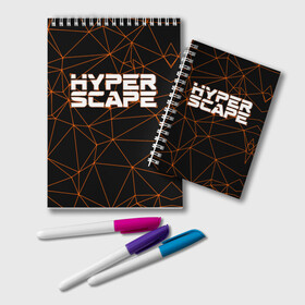 Блокнот с принтом Hyper Scape в Новосибирске, 100% бумага | 48 листов, плотность листов — 60 г/м2, плотность картонной обложки — 250 г/м2. Листы скреплены удобной пружинной спиралью. Цвет линий — светло-серый
 | esport | games | hyper scape | twitch | игроки | игролюбители | игроманы | игры | киберспорт | королевская битва | корона | твич | хупер скайп | хупер скайпе