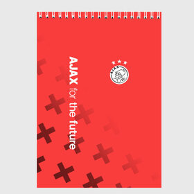 Скетчбук с принтом Ajax Amsterdam в Новосибирске, 100% бумага
 | 48 листов, плотность листов — 100 г/м2, плотность картонной обложки — 250 г/м2. Листы скреплены сверху удобной пружинной спиралью | Тематика изображения на принте: ajax | fc ajax | аякс | фк аякс | футбол
