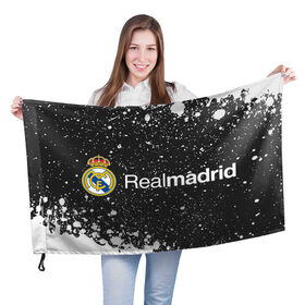 Флаг 3D с принтом REAL MADRID / РЕАЛ МАДРИД в Новосибирске, 100% полиэстер | плотность ткани — 95 г/м2, размер — 67 х 109 см. Принт наносится с одной стороны | football | logo | madrid | real | realmadrid | sport | клуб | лого | логотип | логотипы | мадрид | реал | реалмадрид | символ | символы | спорт | форма | футбол | футбольная