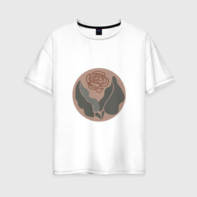 Женская футболка хлопок Oversize с принтом цветок в Новосибирске, 100% хлопок | свободный крой, круглый ворот, спущенный рукав, длина до линии бедер
 | бохо | илюстрация | листья | минимал арт | минимализм | нюд | цветок | цветы