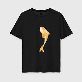 Женская футболка хлопок Oversize с принтом Карп кои в Новосибирске, 100% хлопок | свободный крой, круглый ворот, спущенный рукав, длина до линии бедер
 | fish | illustration | koi | акварельная иллюстрация | карп кои | кои | рыба | рыбка