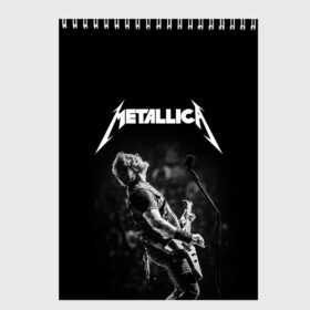 Скетчбук с принтом Metallica James Hetfield в Новосибирске, 100% бумага
 | 48 листов, плотность листов — 100 г/м2, плотность картонной обложки — 250 г/м2. Листы скреплены сверху удобной пружинной спиралью | guitar | guitarist | heavy | james hetfield | metall | metallica | rock | trash | джеймс хэтфилд | металл | металлика | рок | хэви