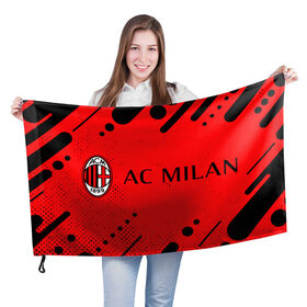 Флаг 3D с принтом AC MILAN / МИЛАН в Новосибирске, 100% полиэстер | плотность ткани — 95 г/м2, размер — 67 х 109 см. Принт наносится с одной стороны | ac | ac milan | acm | football | logo | milan | sport | клуб | лого | логотип | логотипы | милан | символ | символы | спорт | форма | футбол | футбольная | футбольный