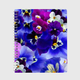 Тетрадь с принтом Акварельные Цветы в Новосибирске, 100% бумага | 48 листов, плотность листов — 60 г/м2, плотность картонной обложки — 250 г/м2. Листы скреплены сбоку удобной пружинной спиралью. Уголки страниц и обложки скругленные. Цвет линий — светло-серый
 | flower | flowers | акварель | акварельные цветы | краска | краски | незабудка | рисунок | фиалка | фиалки | цветки | цветочки | цветы