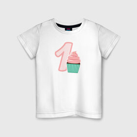 Детская футболка хлопок с принтом 1 годик в Новосибирске, 100% хлопок | круглый вырез горловины, полуприлегающий силуэт, длина до линии бедер | Тематика изображения на принте: будущие родители | день рождения | детские принты | детское | для детей | малыш