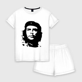 Женская пижама с шортиками хлопок с принтом Че Гевара в Новосибирске, 100% хлопок | футболка прямого кроя, шорты свободные с широкой мягкой резинкой | борьба | вождь | звезда | революция | че гевара