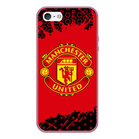 Чехол для iPhone 5/5S матовый с принтом MANCHESTER UNITED в Новосибирске, Силикон | Область печати: задняя сторона чехла, без боковых панелей | 