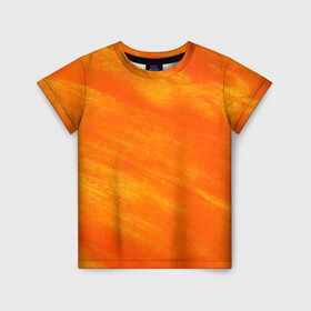 Детская футболка 3D с принтом ОРАНЖЕВАЯ КРАСКА в Новосибирске, 100% гипоаллергенный полиэфир | прямой крой, круглый вырез горловины, длина до линии бедер, чуть спущенное плечо, ткань немного тянется | акварель | брызги | брызги красок | кляксы | краска | мазки | масляная краска | неон | неоновая | подтеки | пятна | разводы | разноцветный