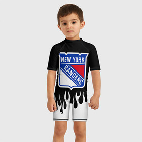 Детский купальный костюм 3D с принтом Нью-Йорк Рейнджерс в Новосибирске, Полиэстер 85%, Спандекс 15% | застежка на молнии на спине | hockey | new york | new york rangers | nhl | rangers | usa | нхл | нью йорк | нью йорк рейнджерс | рейнджерс | спорт | сша | хоккей | шайба
