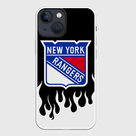 Чехол для iPhone 13 mini с принтом Нью Йорк Рейнджерс в Новосибирске,  |  | hockey | new york | new york rangers | nhl | rangers | usa | нхл | нью йорк | нью йорк рейнджерс | рейнджерс | спорт | сша | хоккей | шайба