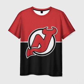 Мужская футболка 3D с принтом New Jersey Devils в Новосибирске, 100% полиэфир | прямой крой, круглый вырез горловины, длина до линии бедер | devils | hockey | new jersey | new jersey devils | nhl | usa | девилз | нхл | нью джерси | нью джерси девилз | спорт | сша | хоккей | шайба