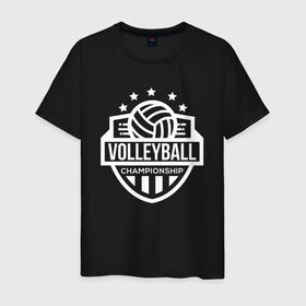 Мужская футболка хлопок с принтом ВОЛЕЙБОЛ в Новосибирске, 100% хлопок | прямой крой, круглый вырез горловины, длина до линии бедер, слегка спущенное плечо. | beach | voleybal | volleyball | волебол | волейбол | волейболист | волейболистка | воллейбол | пляжный | я люблю