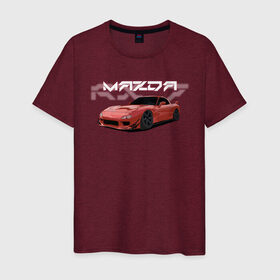 Мужская футболка хлопок с принтом Mazda RX-7 в Новосибирске, 100% хлопок | прямой крой, круглый вырез горловины, длина до линии бедер, слегка спущенное плечо. | drift | mazda | mazda rx7 | rotary | rx 7 | stance