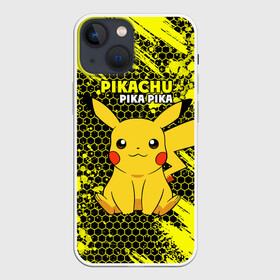 Чехол для iPhone 13 mini с принтом Pikachu Pika Pika в Новосибирске,  |  | pika | pikachu | аниме | детская | детям | игры | молния | мышка | мышь | пика | пикачу | покемон | покемоны