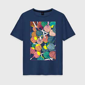 Женская футболка хлопок Oversize с принтом Чупа чупсы в Новосибирске, 100% хлопок | свободный крой, круглый ворот, спущенный рукав, длина до линии бедер
 | конфеты | сладкое | сладости | чупа чупс | яркие цвета