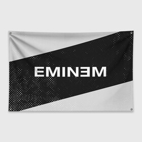 Флаг-баннер с принтом EMINEM ЭМИНЕМ в Новосибирске, 100% полиэстер | размер 67 х 109 см, плотность ткани — 95 г/м2; по краям флага есть четыре люверса для крепления | eminem | logo | music | oldschool | rap | raper | еминем | лого | логотип | логотипы | музыка | музыкант | олдскул | рэп | рэпер | рэппер | символ | символы | эминем