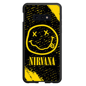 Чехол для Samsung S10E с принтом NIRVANA НИРВАНА в Новосибирске, Силикон | Область печати: задняя сторона чехла, без боковых панелей | band | cobain | face | kurt | logo | music | nirvana | rock | rocknroll | группа | кобейн | курт | лого | логотип | музыка | музыкальная | нирвана | рожица | рок | рокнролл | символ