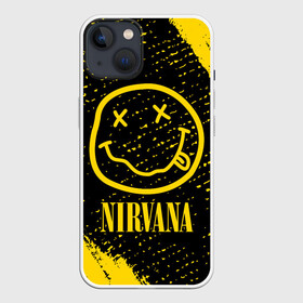 Чехол для iPhone 13 с принтом NIRVANA   НИРВАНА в Новосибирске,  |  | band | cobain | face | kurt | logo | music | nirvana | rock | rocknroll | группа | кобейн | курт | лого | логотип | музыка | музыкальная | нирвана | рожица | рок | рокнролл | символ