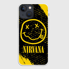 Чехол для iPhone 13 mini с принтом NIRVANA   НИРВАНА в Новосибирске,  |  | band | cobain | face | kurt | logo | music | nirvana | rock | rocknroll | группа | кобейн | курт | лого | логотип | музыка | музыкальная | нирвана | рожица | рок | рокнролл | символ