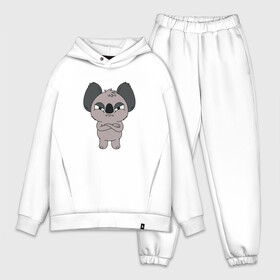 Мужской костюм хлопок OVERSIZE с принтом Сердитая Коала в Новосибирске,  |  | angry | coala | cute | grumpy | koala | paw | paws | австралийская | австралия | забавный | злая | злой | лапка | лапки | медведь | милота | милый | мишка | недовольный | обида | обижулька | прикол | сердится | смешная