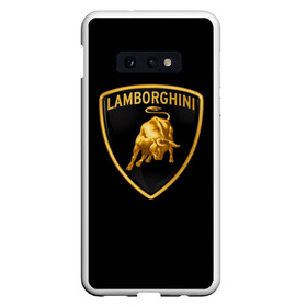 Чехол для Samsung S10E с принтом Lamborghini в Новосибирске, Силикон | Область печати: задняя сторона чехла, без боковых панелей | bull | gold lamborghini sign | lamborghini | lamborghini lettering | lamborghini print | lamborghini sign | бык | знак ламборджини | золотой знак ламборджини | ламборджини | надпись ламборджини | принт ламборджини