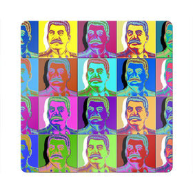 Магнит виниловый Квадрат с принтом Stalin pop-art в Новосибирске, полимерный материал с магнитным слоем | размер 9*9 см, закругленные углы | Тематика изображения на принте: chief | color | eyes | moustache | pop art | stalin | view | взгляд | вождь | глаза | поп  арт | сталин | усы | цвет