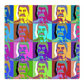 Магнитный плакат 3Х3 с принтом Stalin pop-art в Новосибирске, Полимерный материал с магнитным слоем | 9 деталей размером 9*9 см | chief | color | eyes | moustache | pop art | stalin | view | взгляд | вождь | глаза | поп  арт | сталин | усы | цвет