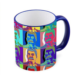 Кружка с принтом Stalin pop-art в Новосибирске, керамика | ёмкость 330 мл | chief | color | eyes | moustache | pop art | stalin | view | взгляд | вождь | глаза | поп  арт | сталин | усы | цвет