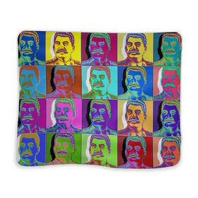 Плед 3D с принтом Stalin pop-art в Новосибирске, 100% полиэстер | закругленные углы, все края обработаны. Ткань не мнется и не растягивается | chief | color | eyes | moustache | pop art | stalin | view | взгляд | вождь | глаза | поп  арт | сталин | усы | цвет