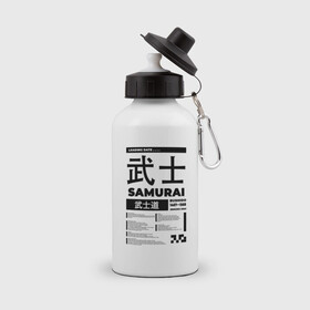 Бутылка спортивная с принтом КИБЕРПАНК,SAMURAI,САМУРАЙ, в Новосибирске, металл | емкость — 500 мл, в комплекте две пластиковые крышки и карабин для крепления | samurai | бусидо | иероглифы | киберпанк | самурай | символы | сэнгоку дзидай | японский